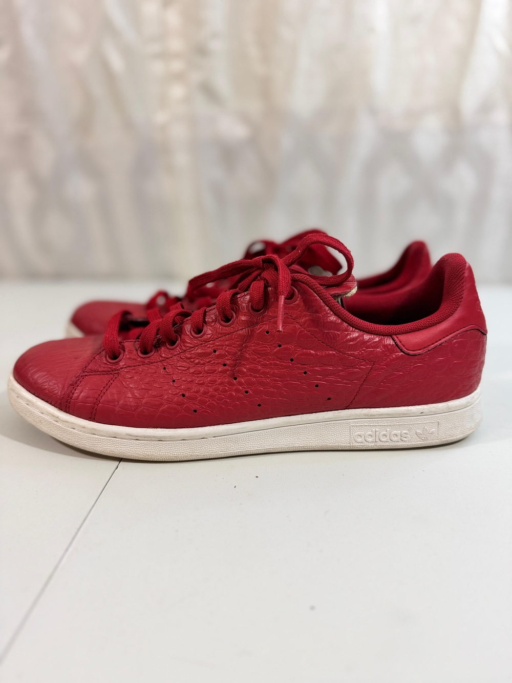 Adidas Women's Red Leather Sneakers - Classic Stan Smith Style